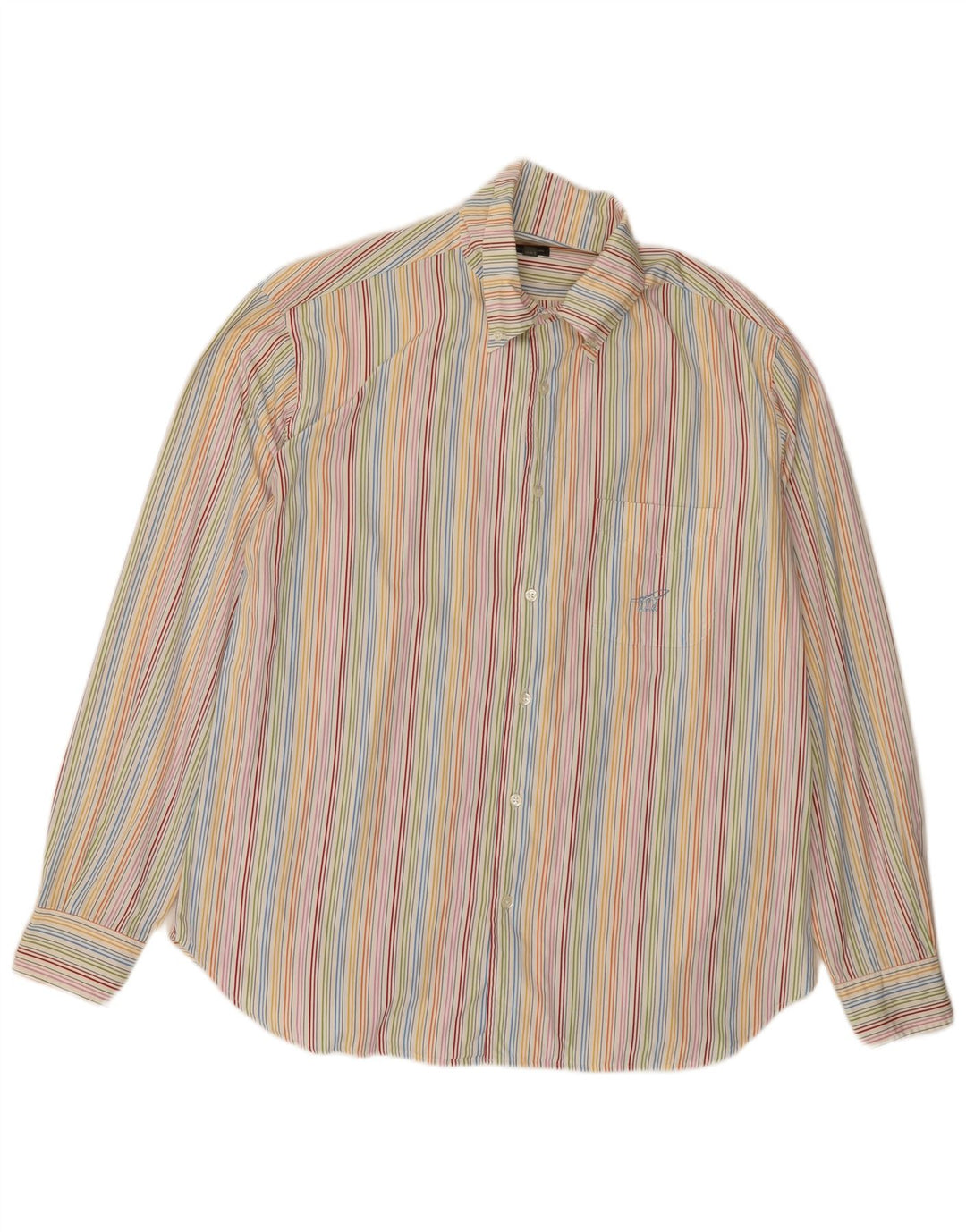 HENRY COTTONS Camisa para hombre Talla 44 XL Algodón a rayas multicolor