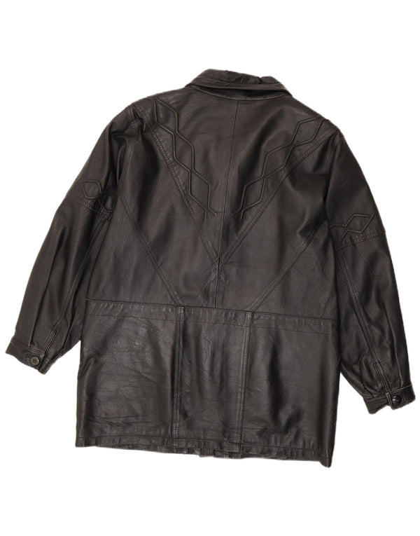 Vintage mujer chaqueta de cuero Reino Unido 16 cuero negro grande