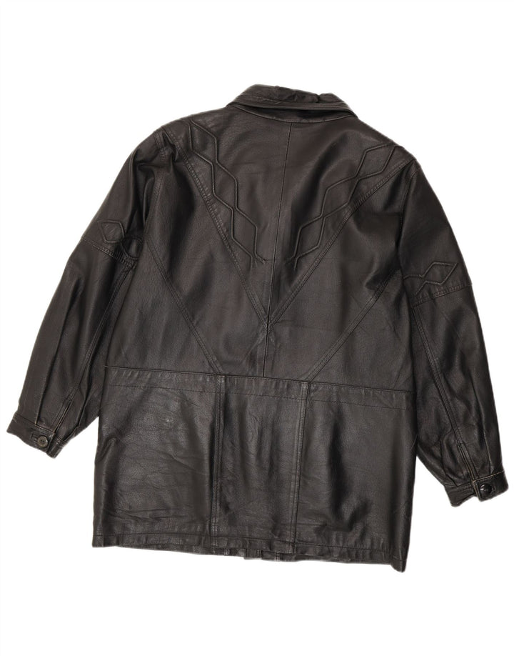 Vintage mujer chaqueta de cuero Reino Unido 16 cuero negro grande