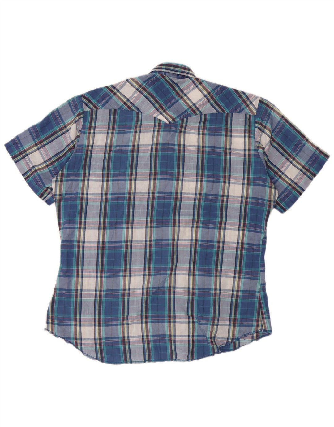 Wrangler Camisa De Manga Corta Con Volantes En La Parte Delantera Para Hombre Cuadros Azules Grandes