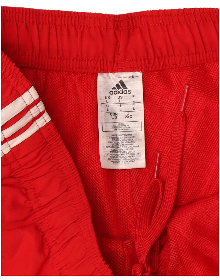 Adidas - Pantalones cortos deportivos para hombre, talla grande, poliéster rojo