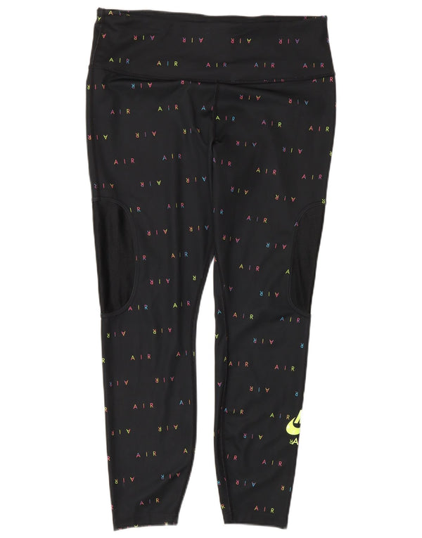 NIKE Leggings Dri Fit Crop Graphic para Mujer UK 40 Grande Negro