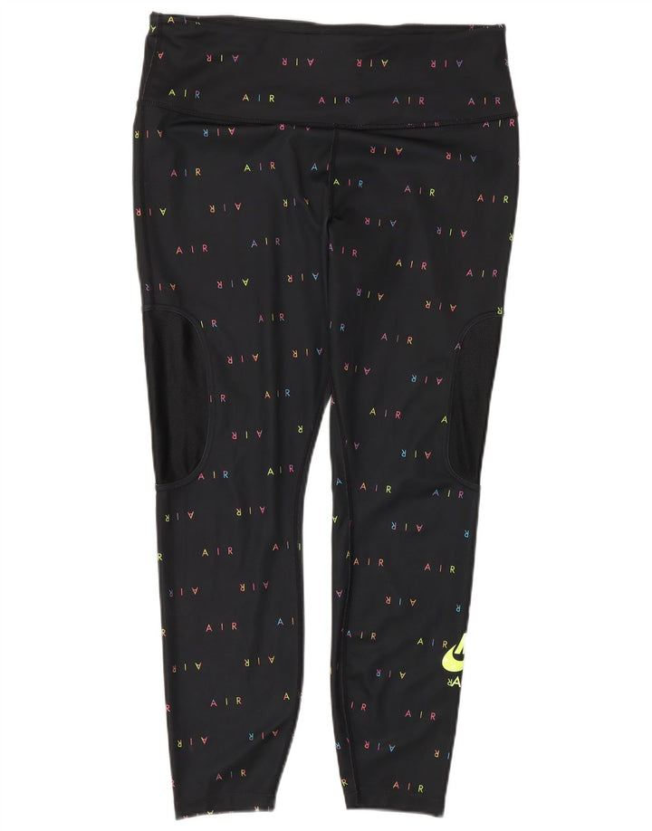 NIKE Leggings Dri Fit Crop Graphic para Mujer UK 40 Grande Negro