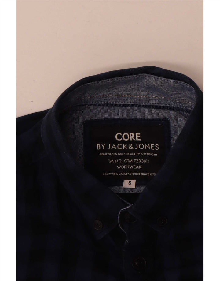 Jack & Jones Mens Workwear Shirt Small Azul Marino Gingham Algodón