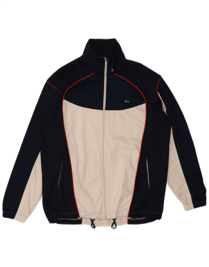 Asics Hombre Chándal Top Chaqueta Grande Azul Marino Colorblock Poliéster