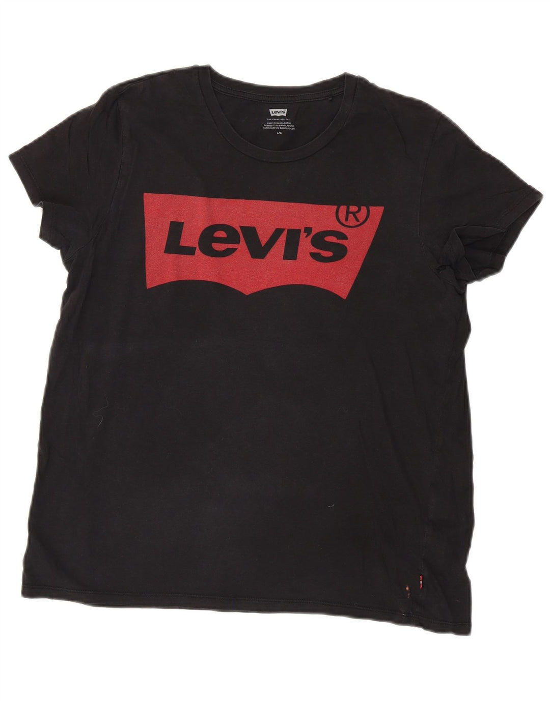 LEVI'S Camiseta gráfica para mujer Top UK 46 Grande Algodón negro