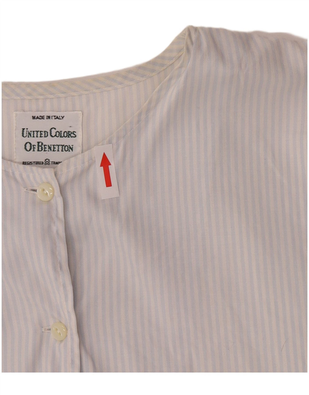 Benetton Blusa Camisera De Manga Corta IT 44 Azul Medio Raya diplomática