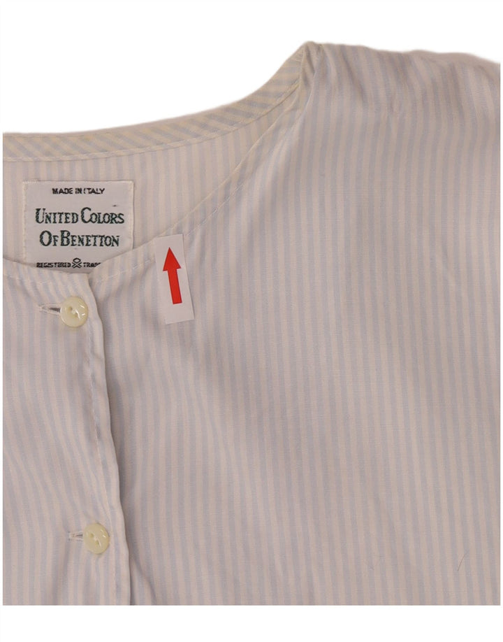 Benetton Blusa Camisera De Manga Corta IT 44 Azul Medio Raya diplomática