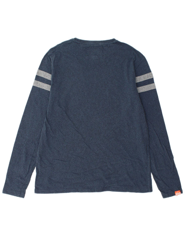 SUPERDRY Hombre Top Manga Larga 2XL Azul Marino Colorblock Algodón