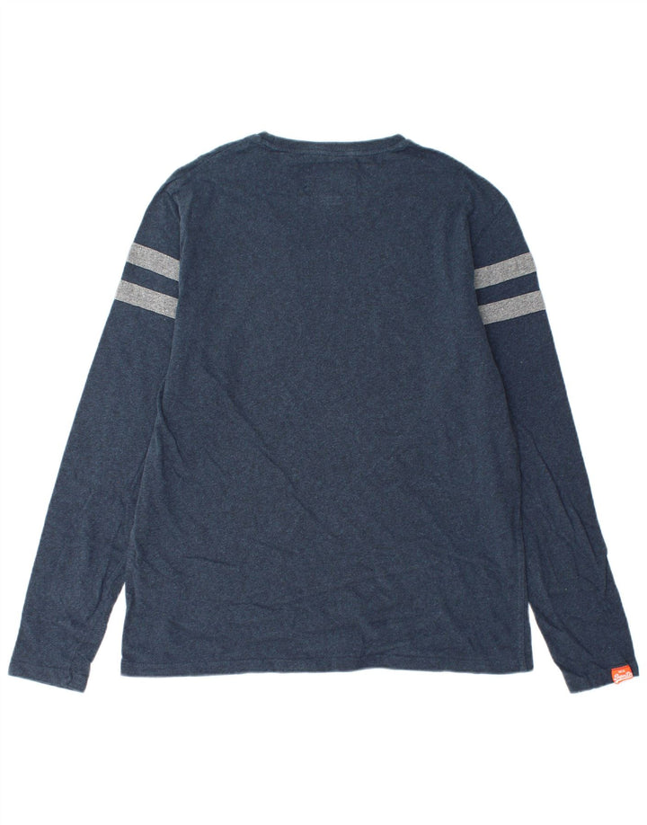 SUPERDRY Hombre Top Manga Larga 2XL Azul Marino Colorblock Algodón