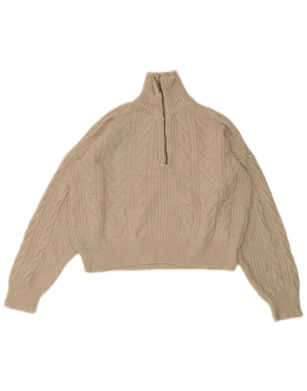 Urban Outfitters Suéter corto con cuello y cremallera para mujer UK 6 XS Beige