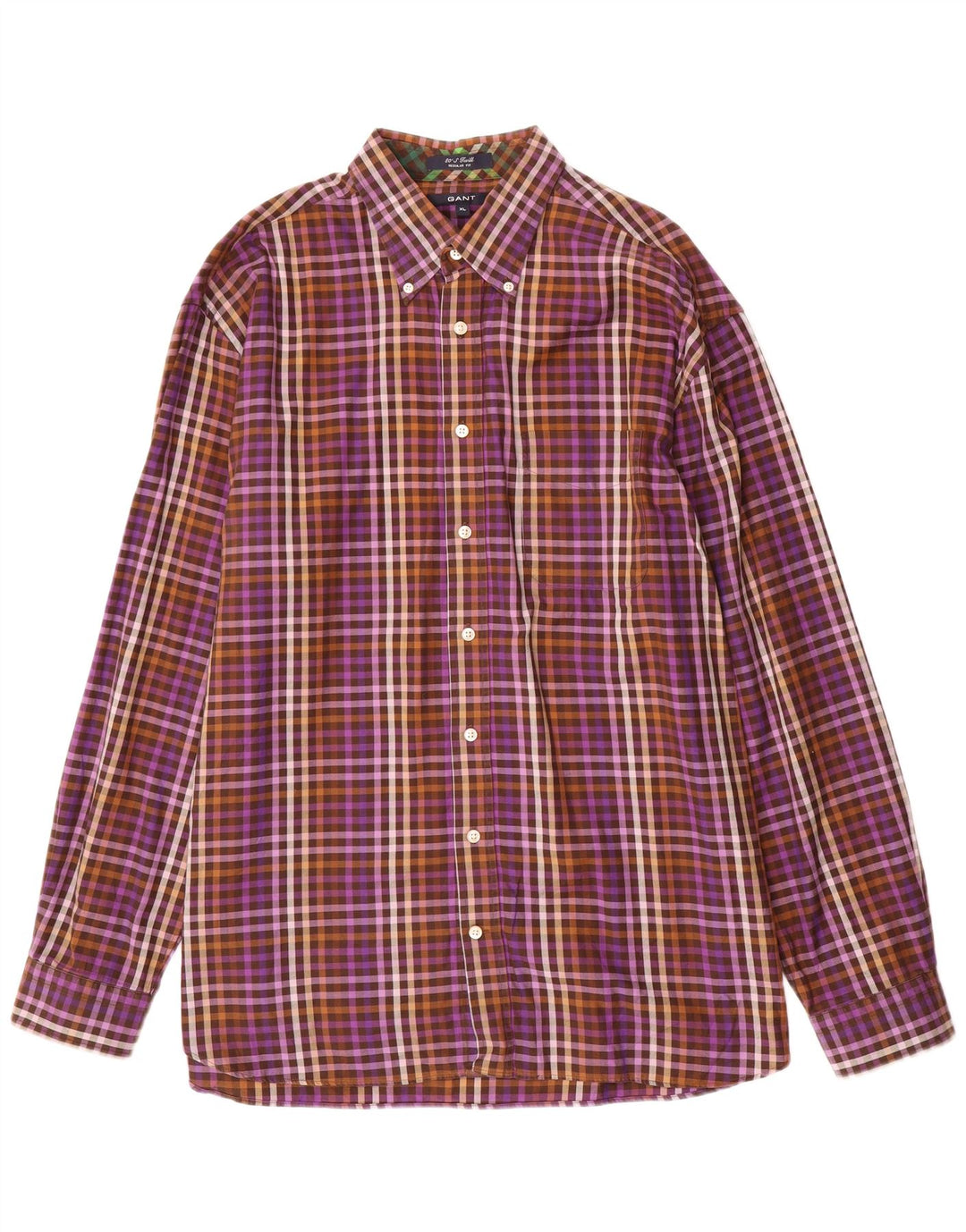 Gant Camisa Regular Fit XL De Algodón A Cuadros Morado Hombre