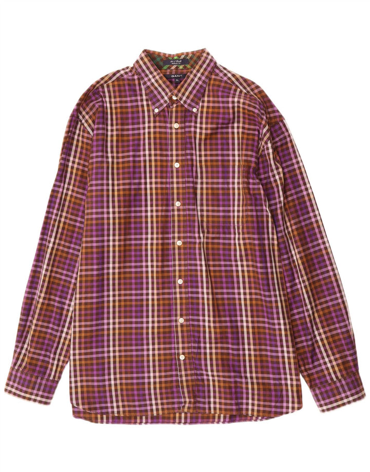 Gant Camisa Regular Fit XL De Algodón A Cuadros Morado Hombre