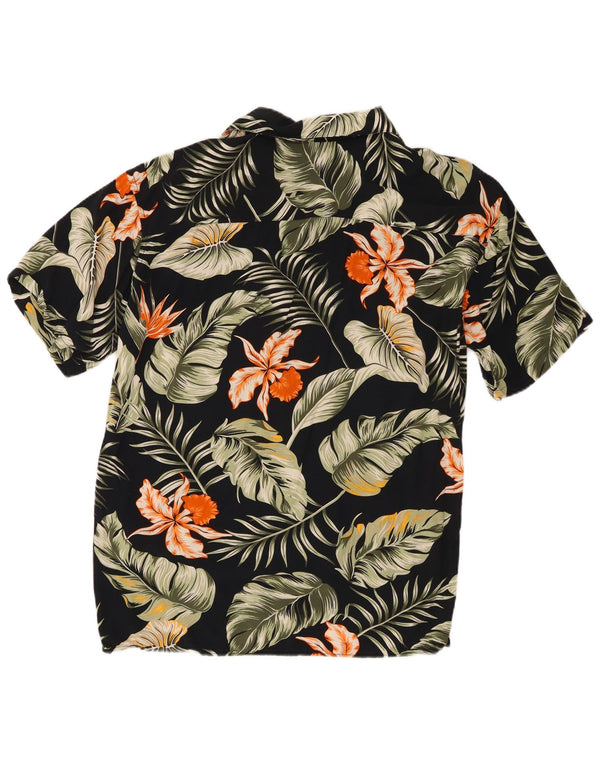 Jack & Jones Hombre Camisa De Manga Corta Large Negro Floral Viscosa Hawaiana