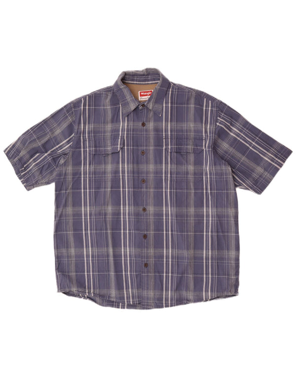 Wrangler Camisa Regular Fit De Manga Corta Para Hombre XL Algodón A Cuadros Azul