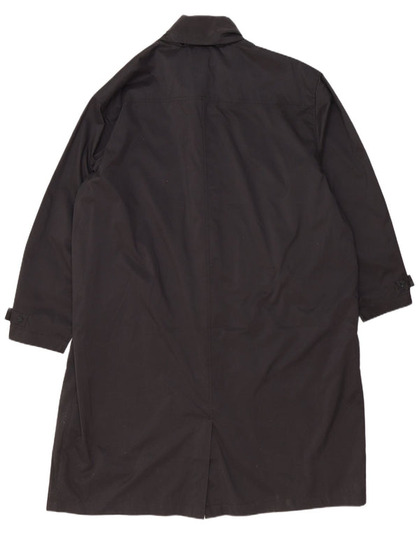 Vintage mujer con capucha impermeable de gran tamaño Reino Unido 20 2XL poliéster negro