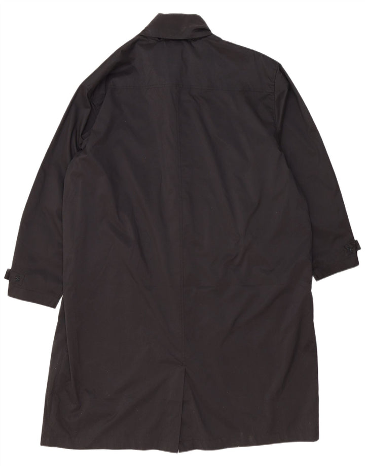 Vintage mujer con capucha impermeable de gran tamaño Reino Unido 20 2XL poliéster negro