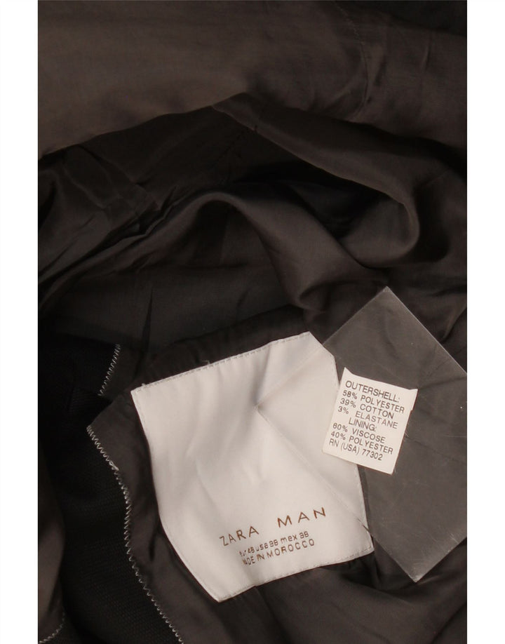ZARA Chaqueta tipo blazer de 2 botones para hombre EU 48 Mediano Negro Poliéster