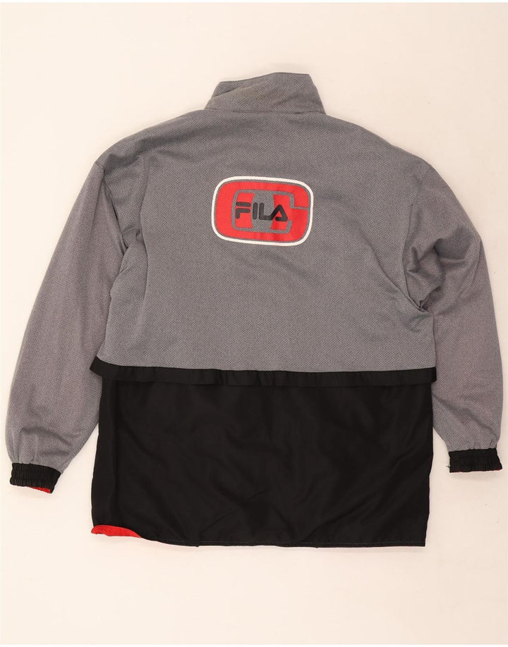 Fila Chaqueta tipo chándal reversible con gráfico para hombre, color rojo medio