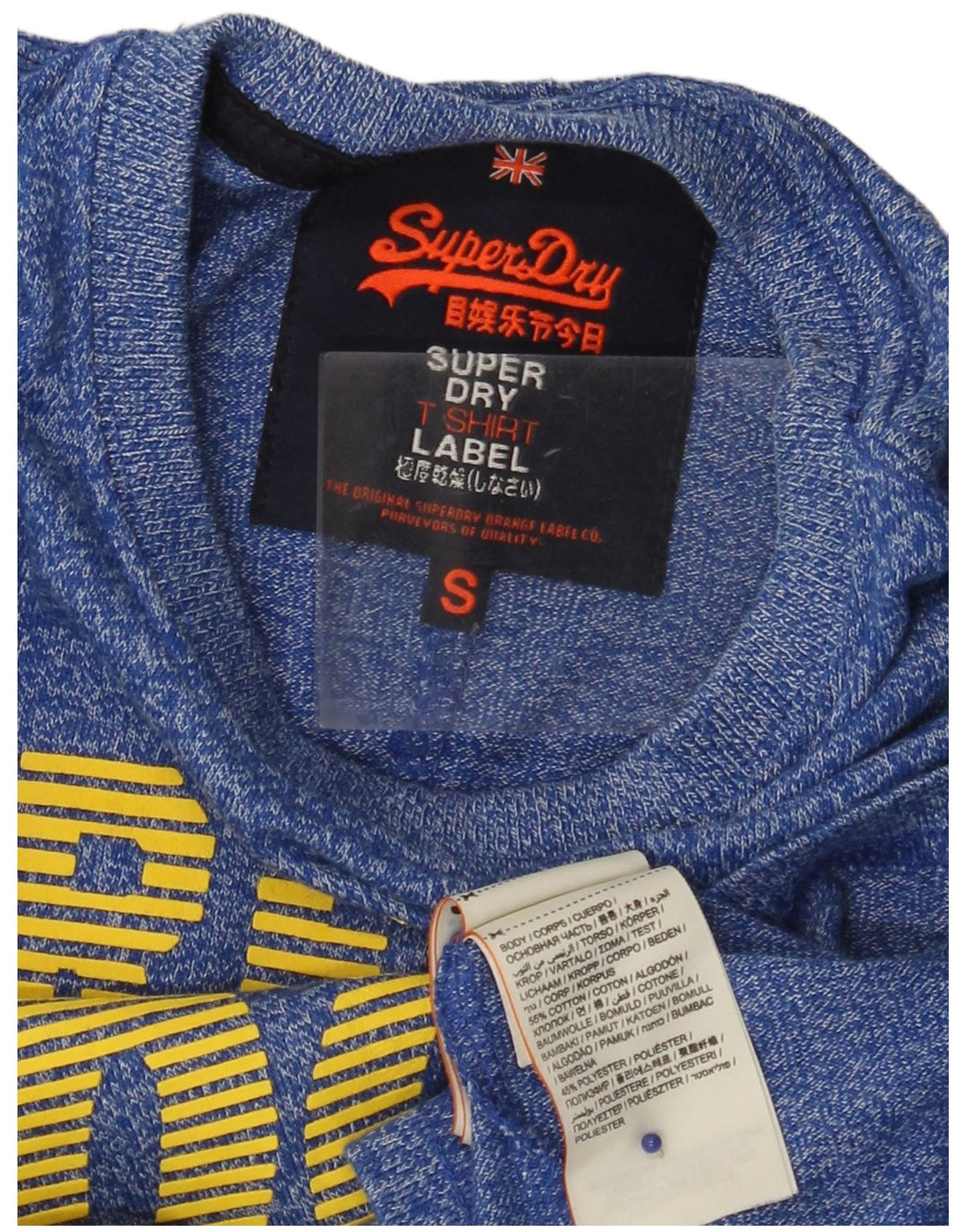 SUPERDRY Camiseta con gráfico real para hombre Top pequeño de algodón moteado en azul