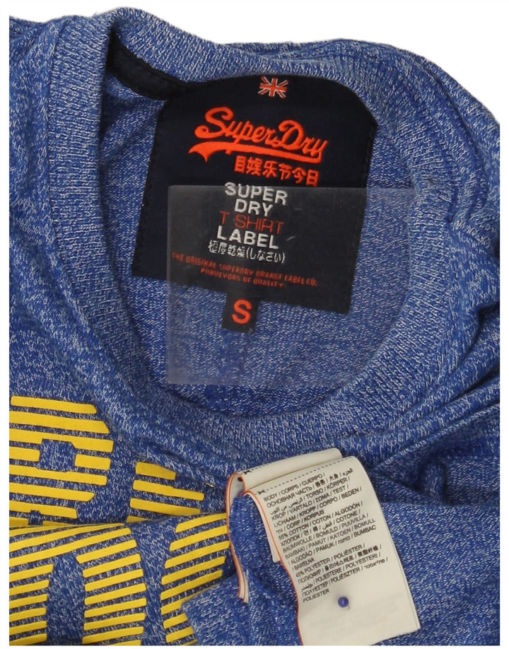 SUPERDRY Camiseta con gráfico real para hombre Top pequeño de algodón moteado en azul