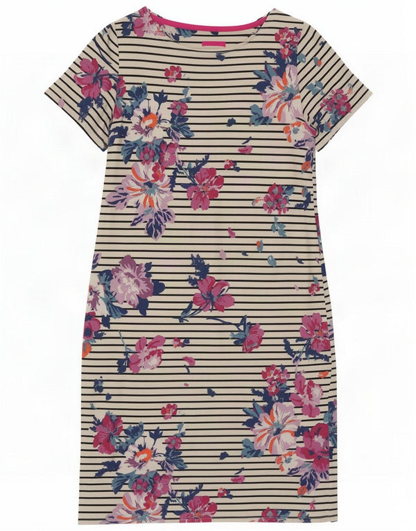 Joules Vestido estilo camiseta para mujer UK 42 Algodón floral blanco mediano