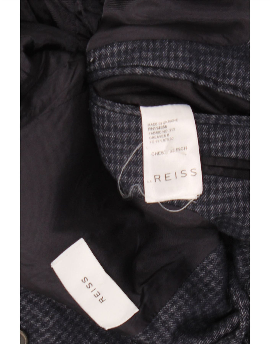 REISS Mens 2 Button Blazer Jacket UK 38 Medium Navy Blue Wool