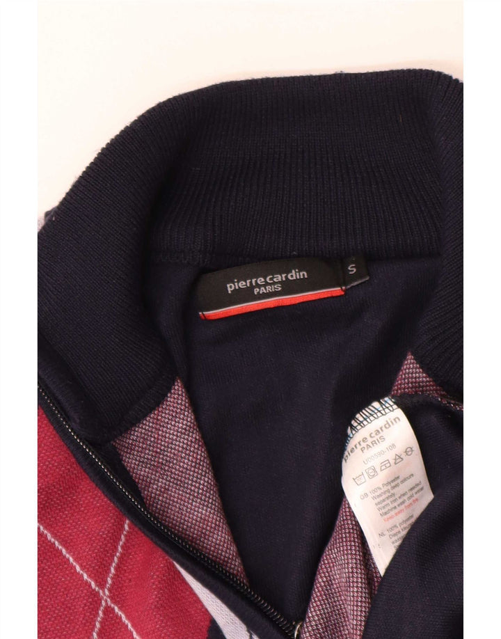 Pierre Cardin Suéter tipo cárdigan para hombre pequeño Azul marino Argyle/Diamante