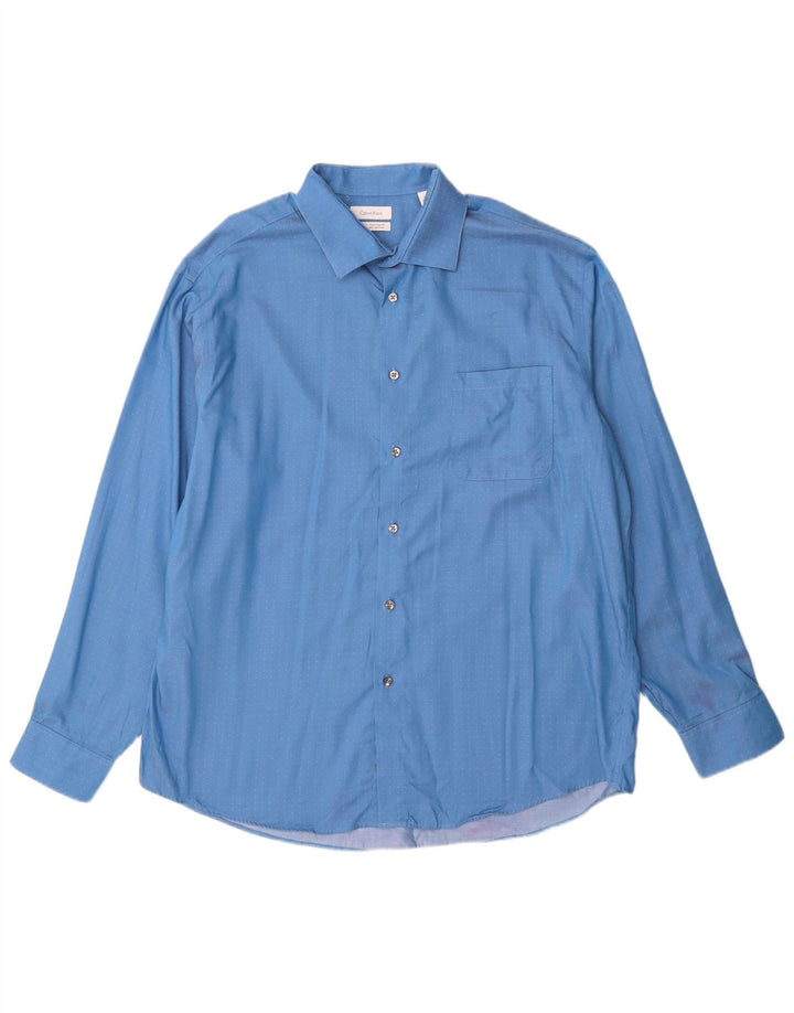 Calvin Klein Camisa de corte regular para hombre Talla 17 XL Algodón con manchas azules