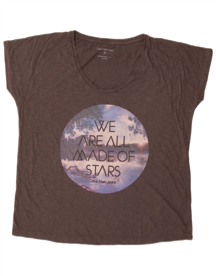 Calvin Klein Jeans Camiseta con gráfico extragrande para mujer UK 44 Gris medio