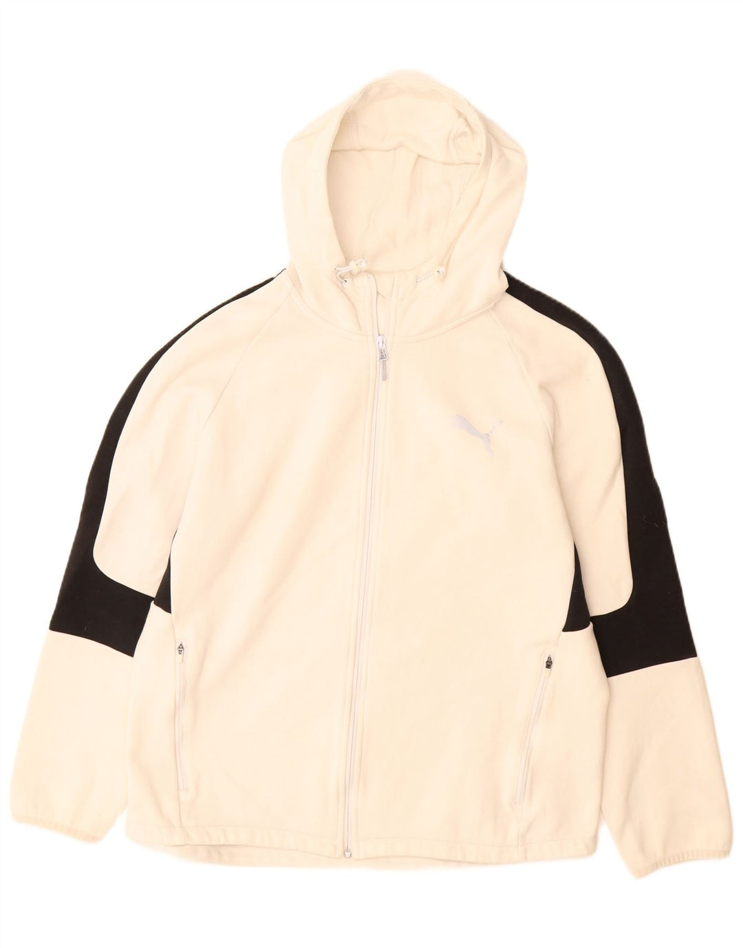 PUMA Sudadera con capucha y cremallera para hombre XL Off White Colourblock Cotton