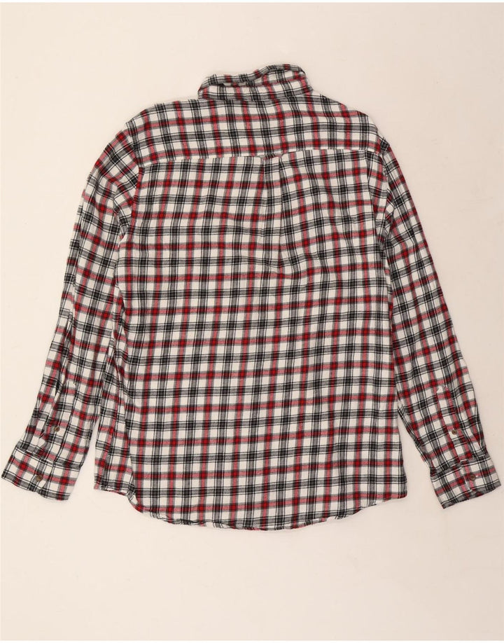 CHAPS Camisa de franela para hombre de algodón a cuadros multicolores grandes