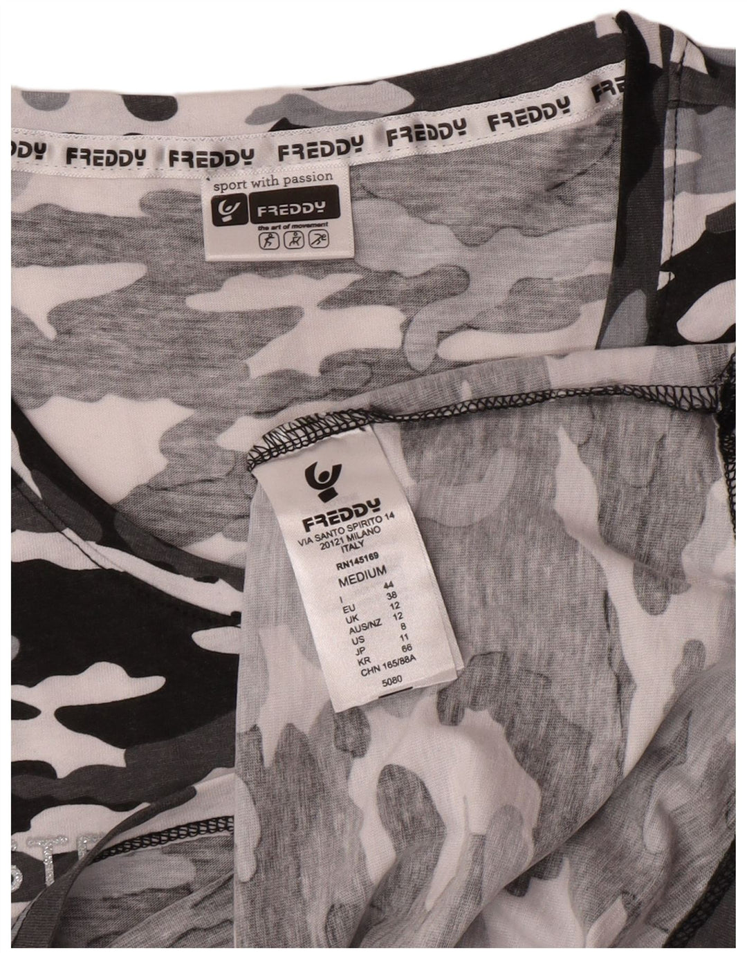 Freddy Camiseta sin mangas gráfica para mujer UK 42 Algodón de camuflaje gris medio