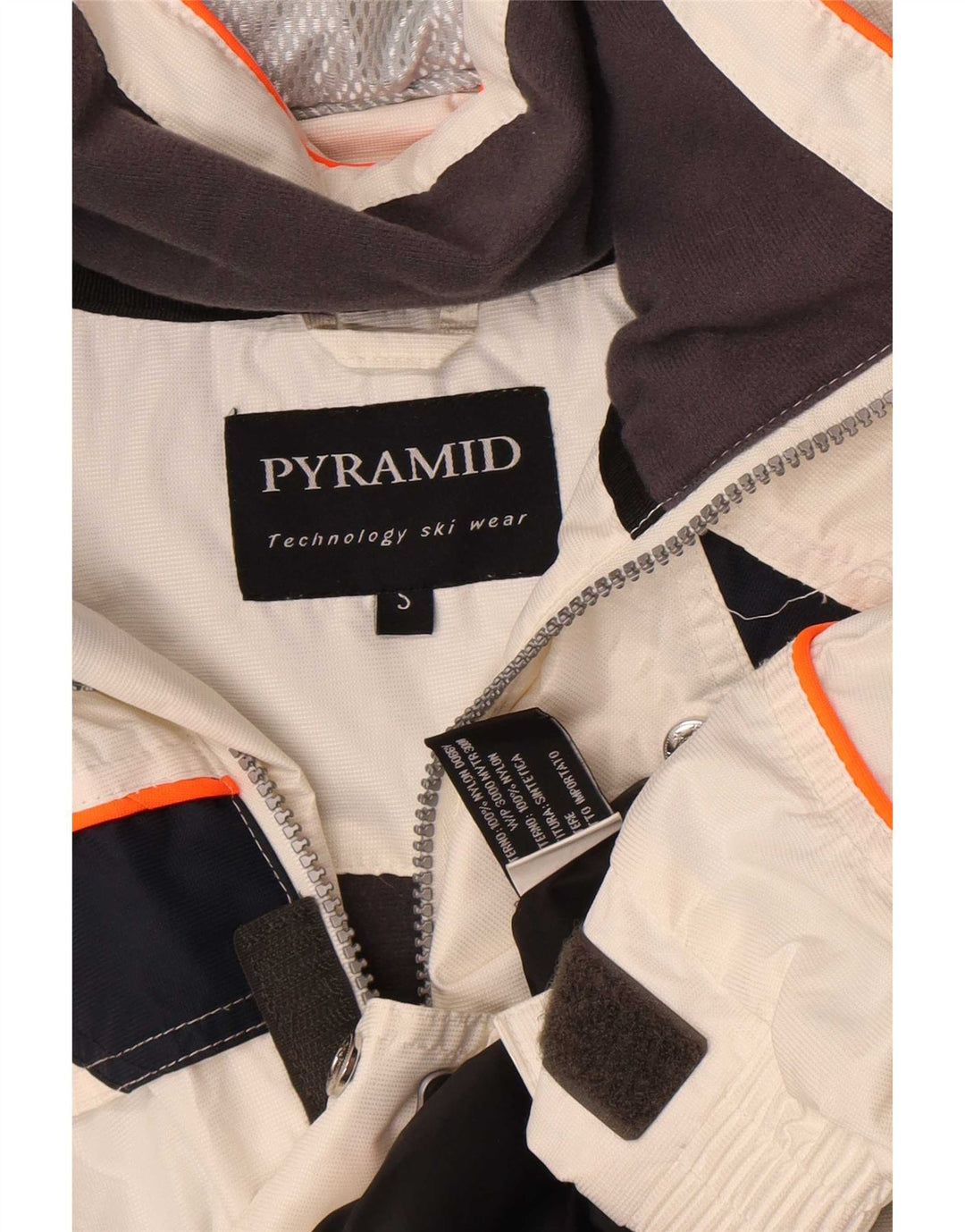 Pyramid Chaqueta de esquí con capucha para hombre UK 36 Small White Colourblock Nylon