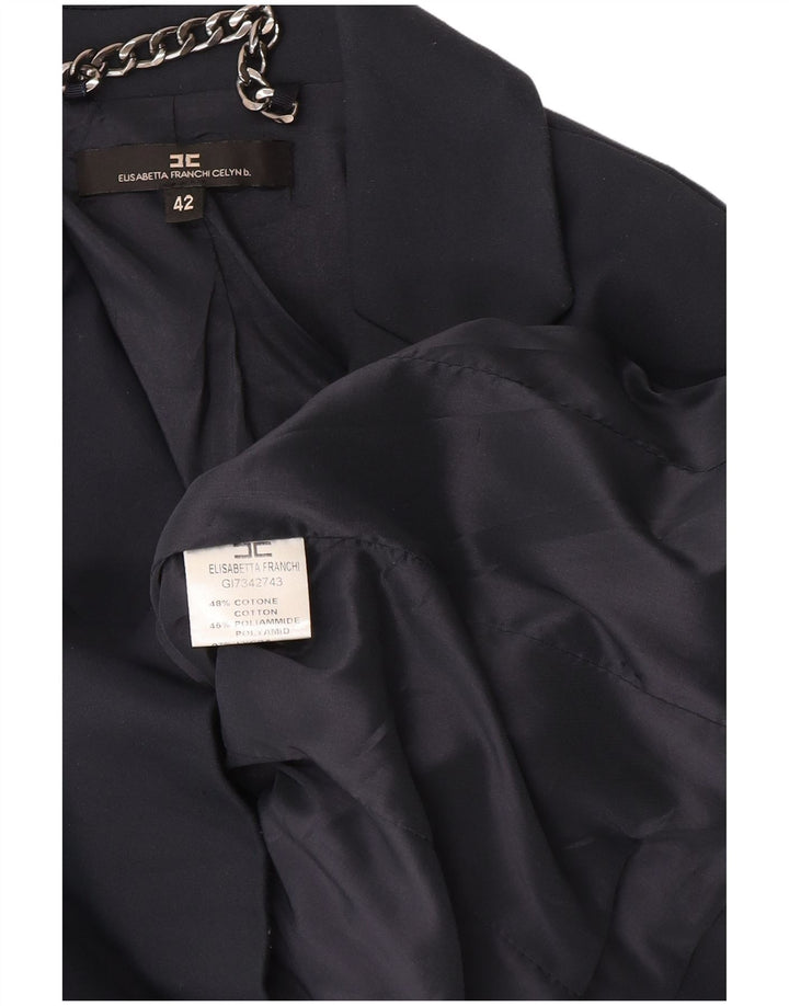 Elisabetta Franchi Chaqueta tipo blazer de 2 botones para mujer IT 42 Azul marino mediano