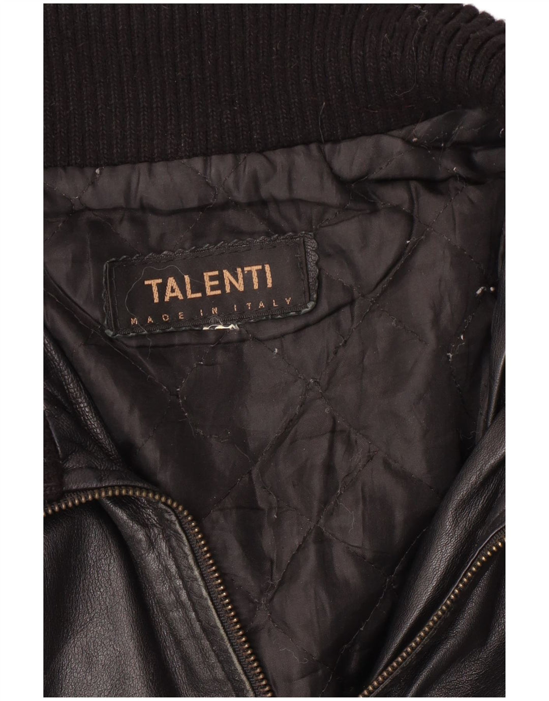 Talenti Chaqueta de cuero para mujer UK 44 Grande Negro