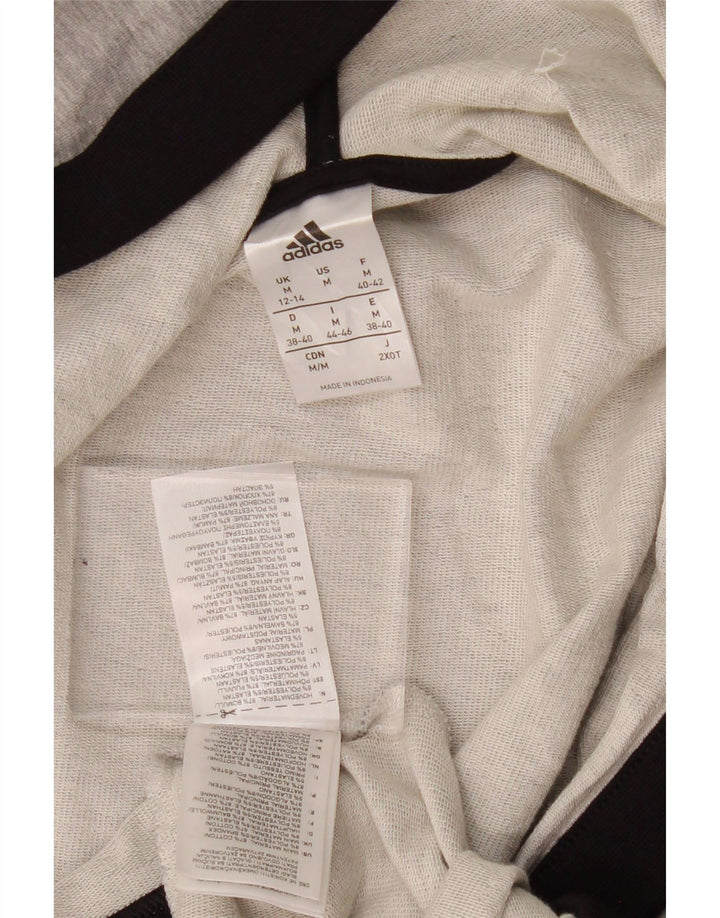 ADIDAS Suéter tipo cárdigan con capucha para mujer Reino Unido 12/14 Bloque de color gris medio