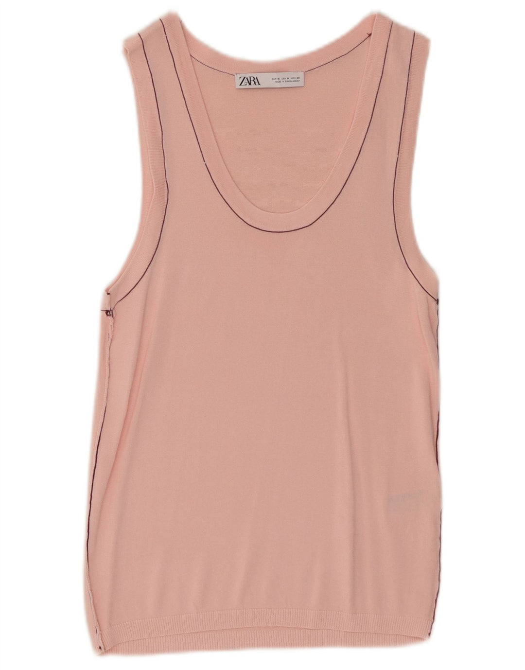 Zara Mujer Chaleco Top UK 12 Medio Rosa Viscosa