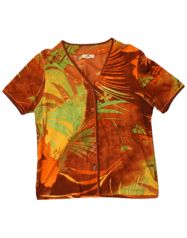 Maglificio MG Blusa camisera de manga corta para mujer UK 44 Medio Naranja Floral