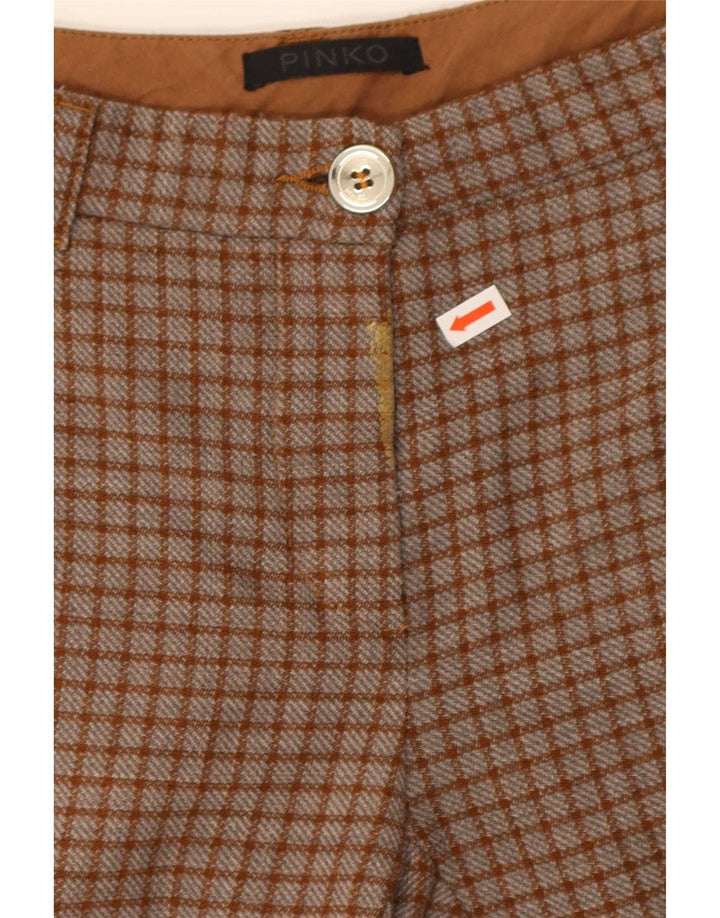 Pantalón Chino Slim Pinko Mujer W26 L26 Marrón Cuadros Poliéster