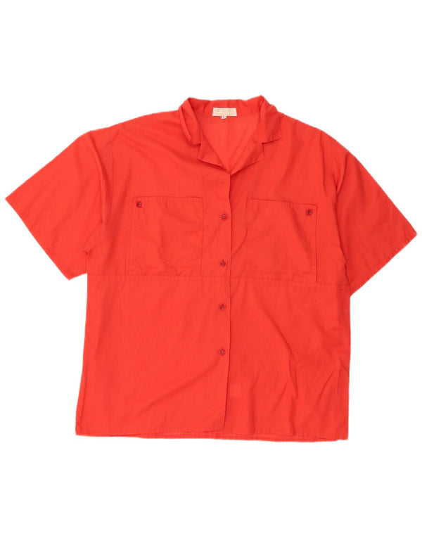 Camisa vintage de manga corta para mujer IT 46 Algodón rojo grande
