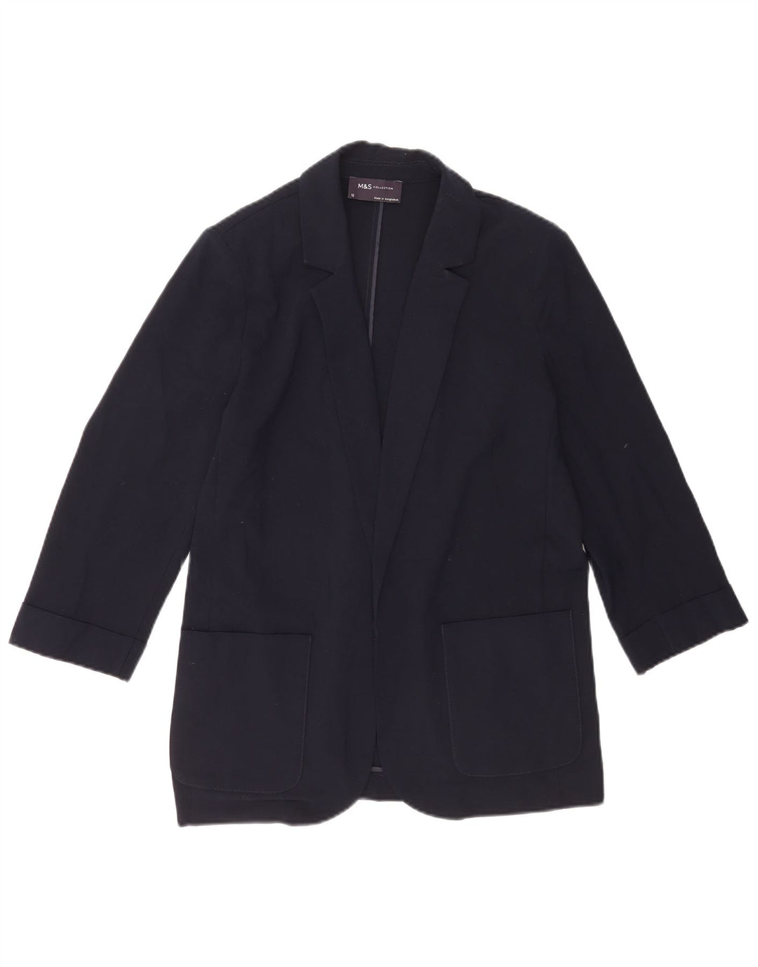Marks & Spencer Chaqueta tipo blazer abierta de manga 3/4 para mujer UK 40 Azul marino mediano