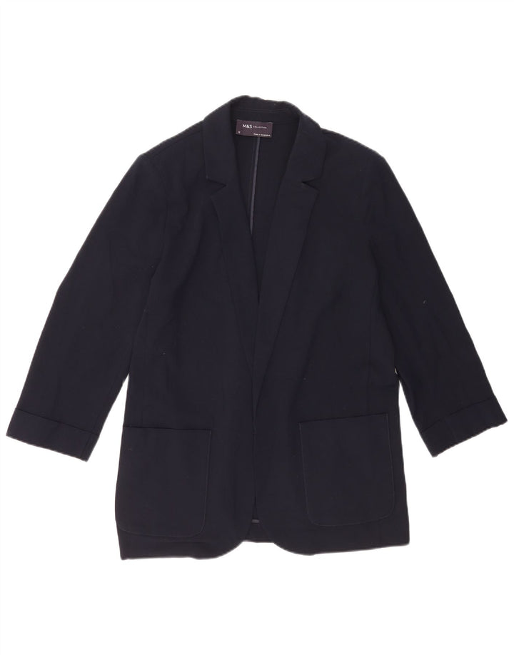 Marks & Spencer Chaqueta tipo blazer abierta de manga 3/4 para mujer UK 40 Azul marino mediano