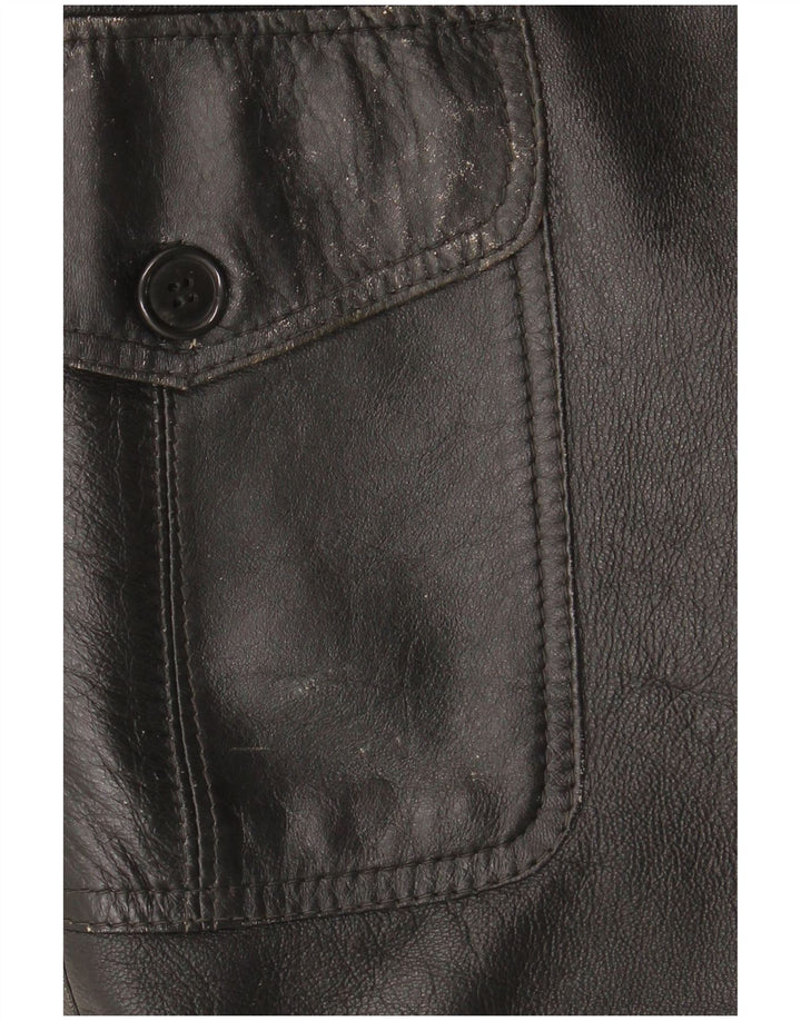 Vintage hombres 3 botones cuero Blazer chaqueta Reino Unido 38 medio negro