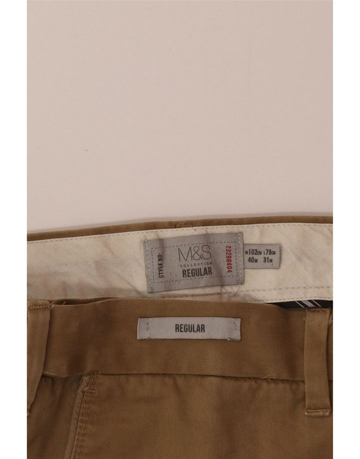 Marks & Spencer Pantalones chinos regulares para hombre W40 L31 Algodón marrón