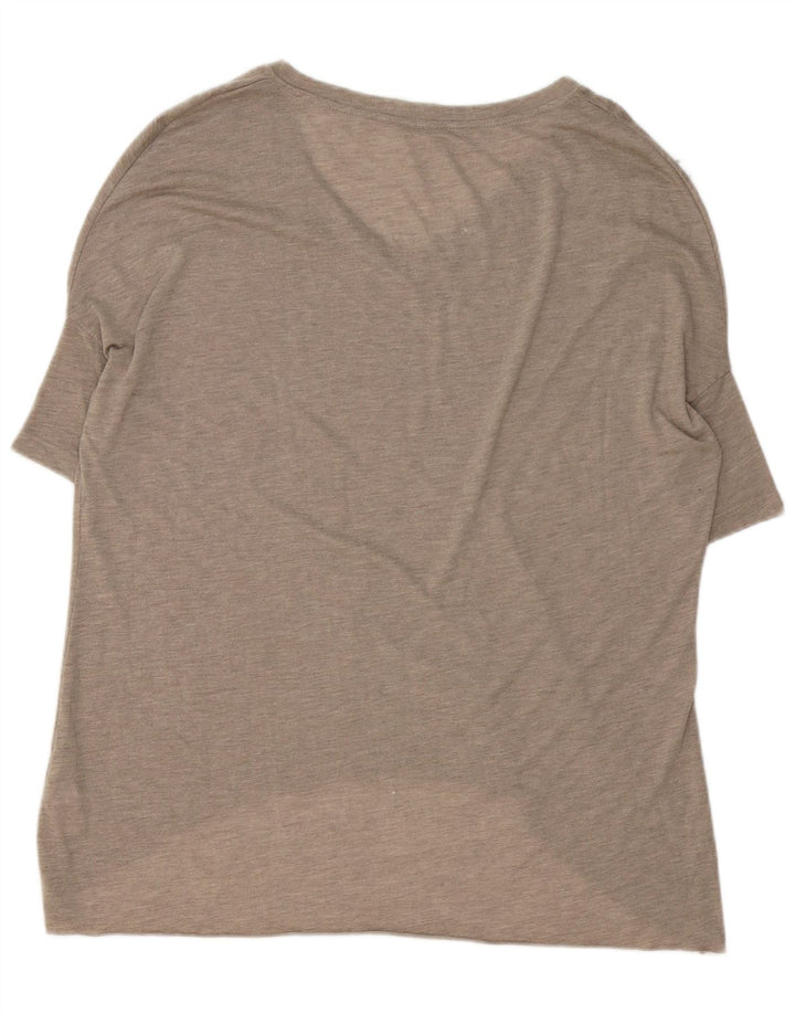 Zara Mujer Camiseta Extragrande Top UK 10 Small Beige Poliéster