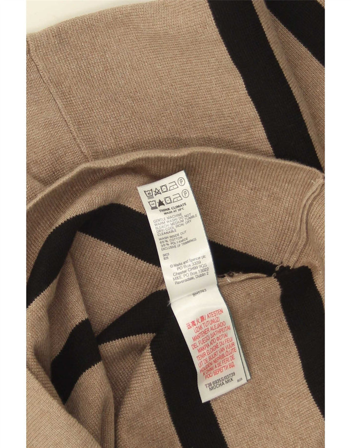 Marks & Spencer - Jersey de cuello redondo para mujer, talla 40, talla mediana, color beige a rayas