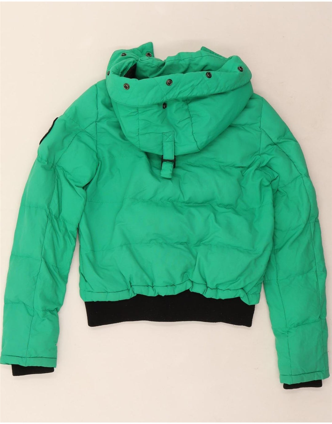 Superdry Mujer Chaqueta Acolchada Extragrande Con Capucha UK 8 Small Verde Colorblock