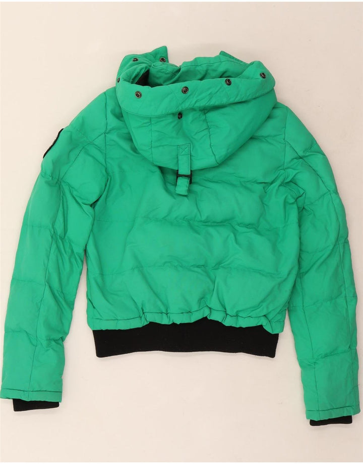 Superdry Mujer Chaqueta Acolchada Extragrande Con Capucha UK 8 Small Verde Colorblock