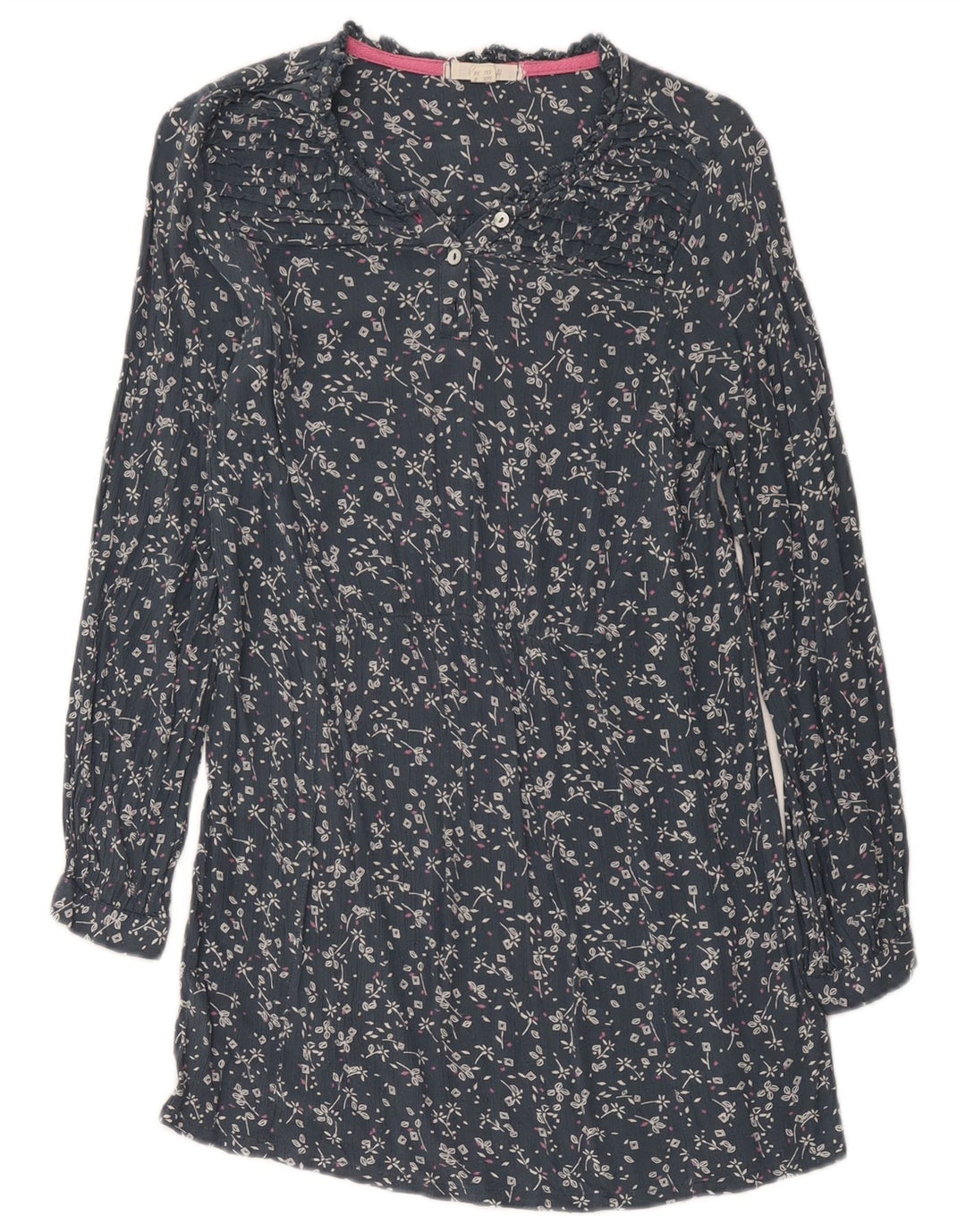 White Stuff Vestido recto de manga larga para mujer UK 8 Small Azul marino floral